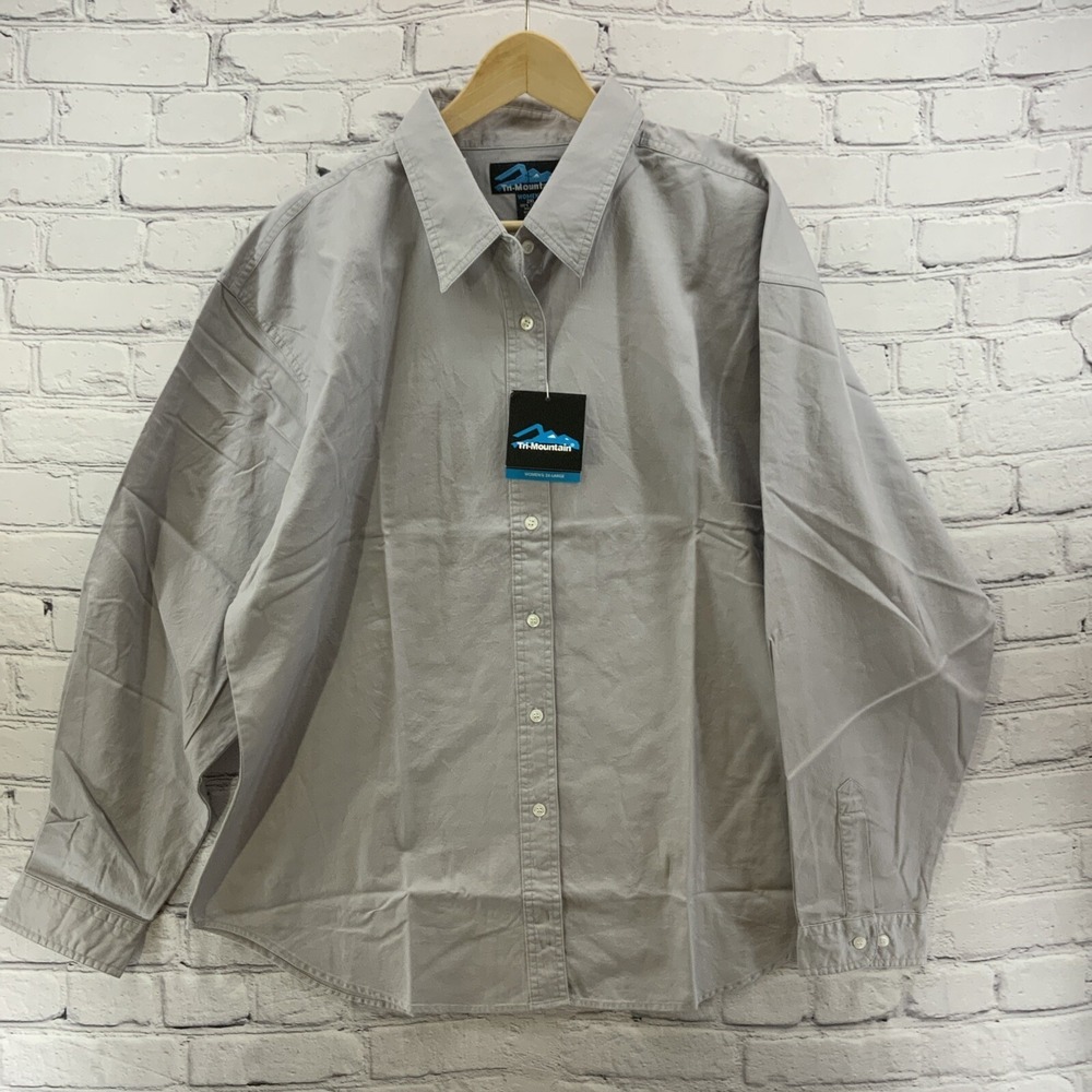 Tri Mountain Button Down Shirt Womens Sz‎ 2XL Gray NWT